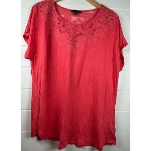 Signature‎ Studio Blouse Womens XL Lace Short Sleeve